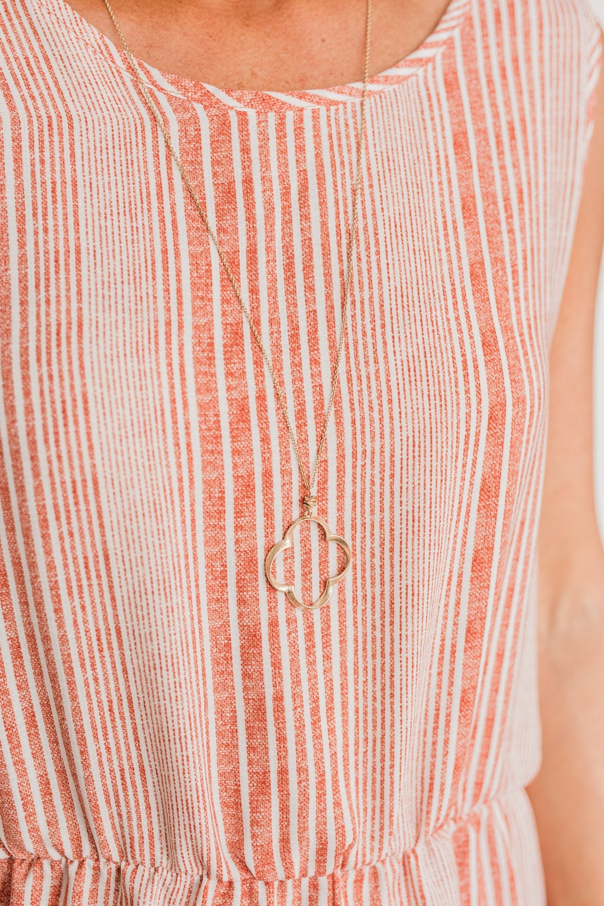 Shining My Smile Clover Pendant Necklace- Gold