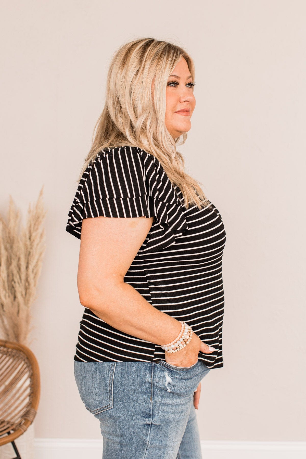 Soar Above The Rest Striped Top- Black