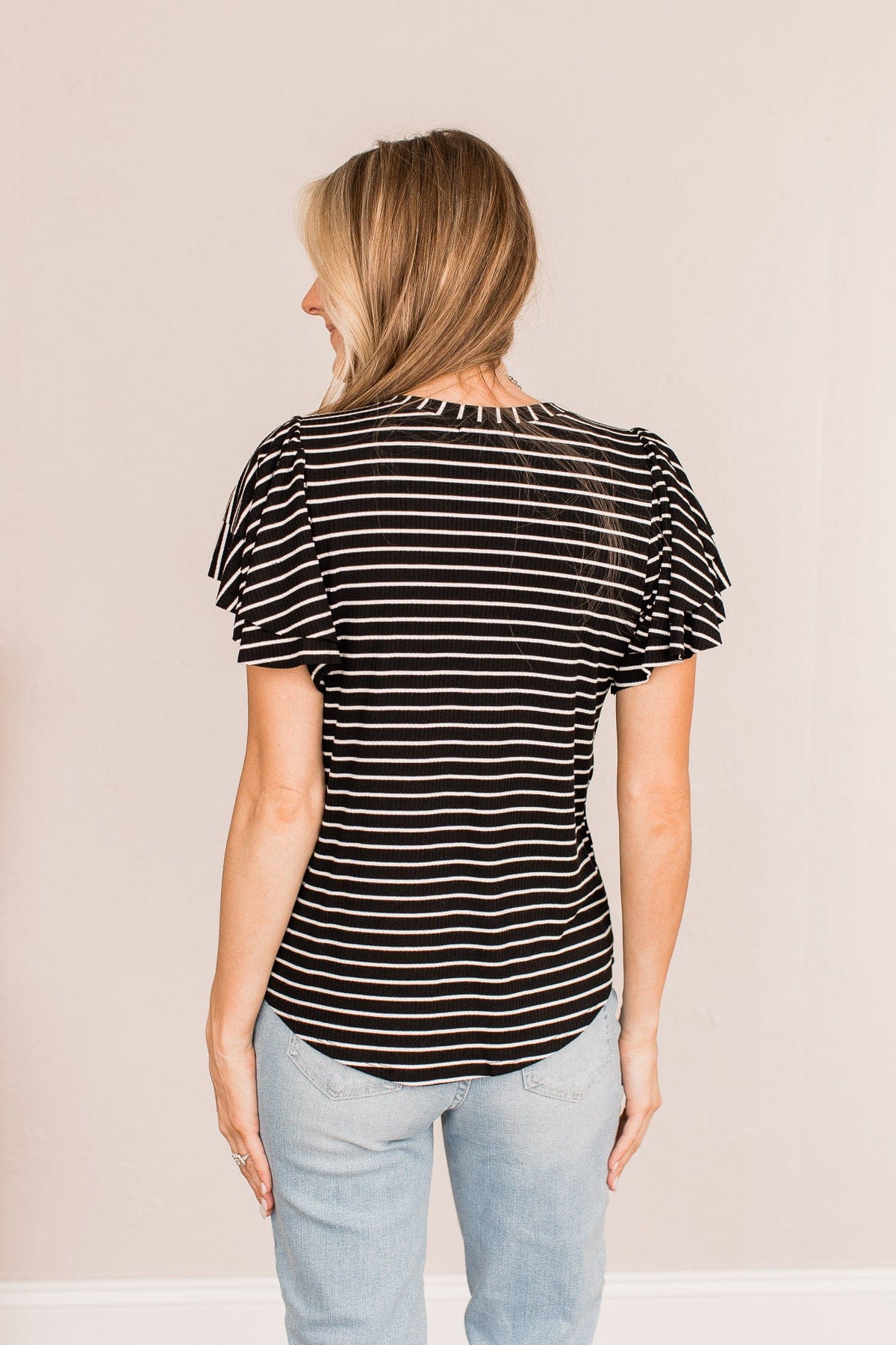 Soar Above The Rest Striped Top- Black