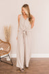 No Time For You Jumpsuit- Light Taupe