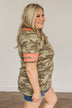 Captivating Sights Varsity Stripe Top- Camo