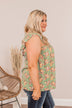 When We Last Spoke Floral Top- Sage