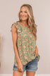 When We Last Spoke Floral Top- Sage