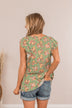 When We Last Spoke Floral Top- Sage