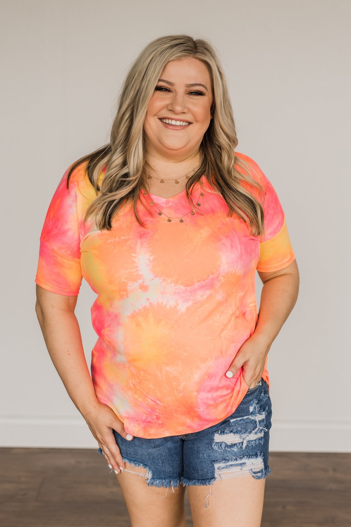 Fun Under The Sun Tie Dye Top- Neon Pink, Yellow, & Orange