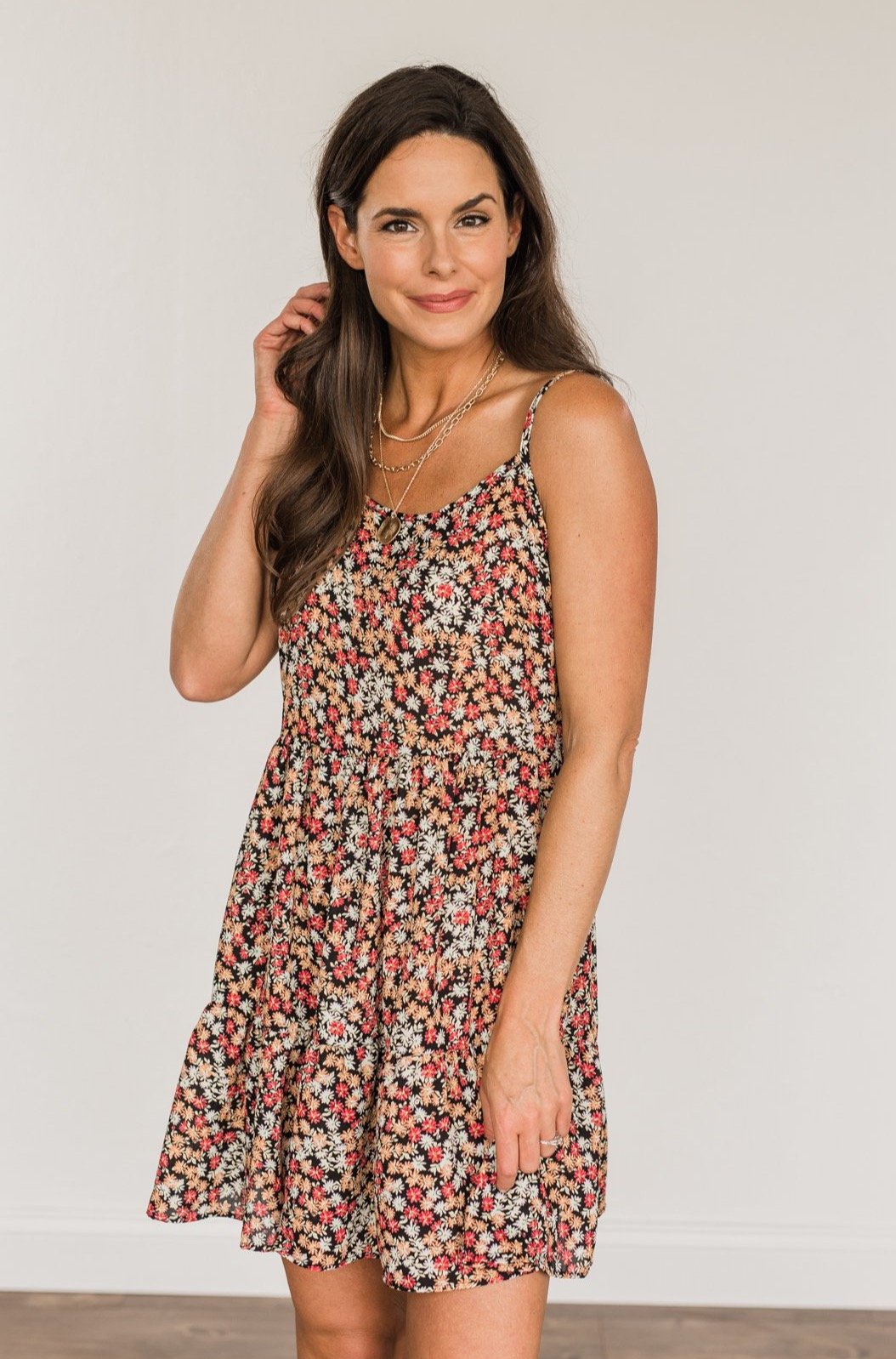 Born To Stand Out Floral Dress- Black & Multi-Color