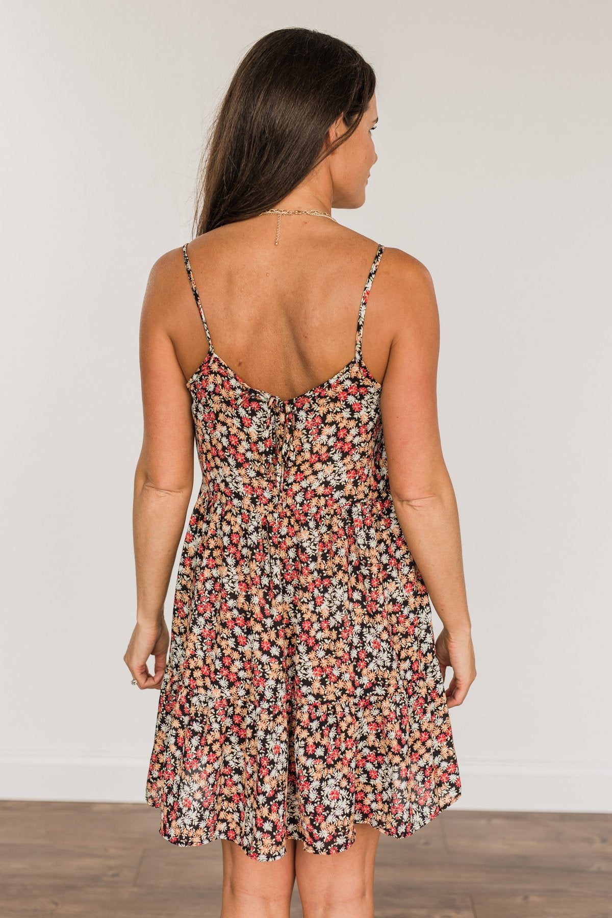 Born To Stand Out Floral Dress- Black & Multi-Color