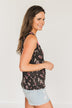 Learning To Love Lace Tank Top- Black & Pink