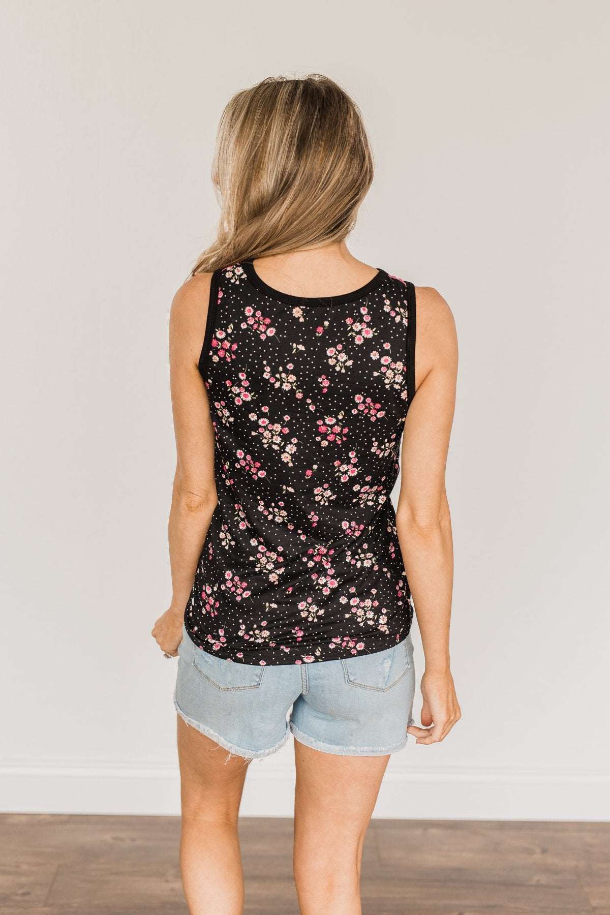 Learning To Love Lace Tank Top- Black & Pink