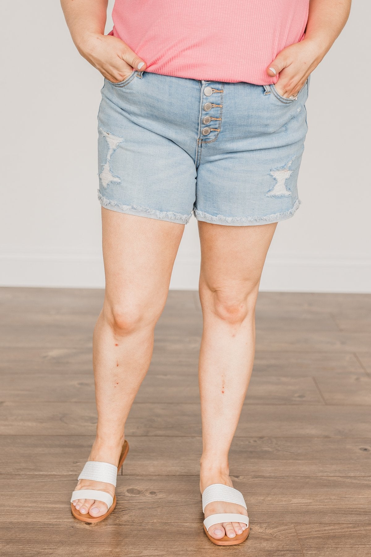 Judy Blue Button Fly Shorts- Sydney Wash
