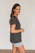 Moonlight Memories Striped Top- Black & Pink