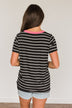Moonlight Memories Striped Top- Black & Pink