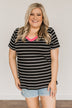 Moonlight Memories Striped Top- Black & Pink