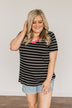 Moonlight Memories Striped Top- Black & Pink