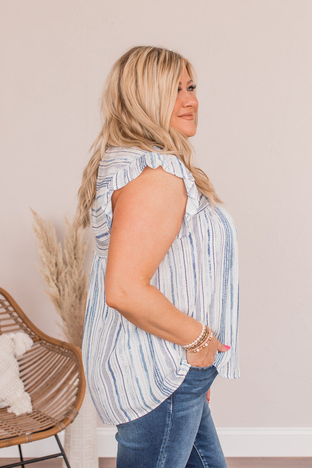 Make Way For The New Embroidered Blouse- Blue