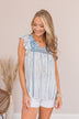 Make Way For The New Embroidered Blouse- Blue