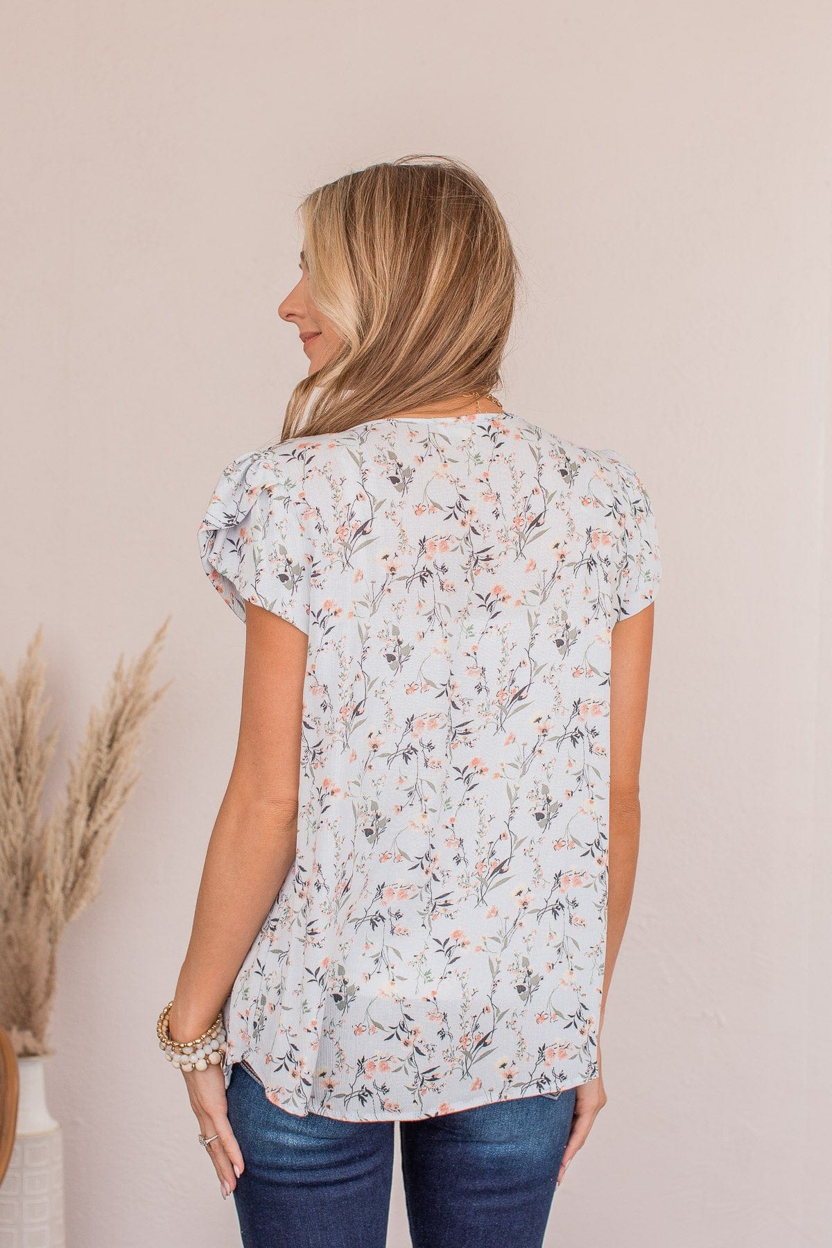 Look How I Feel Floral Top- Light Blue
