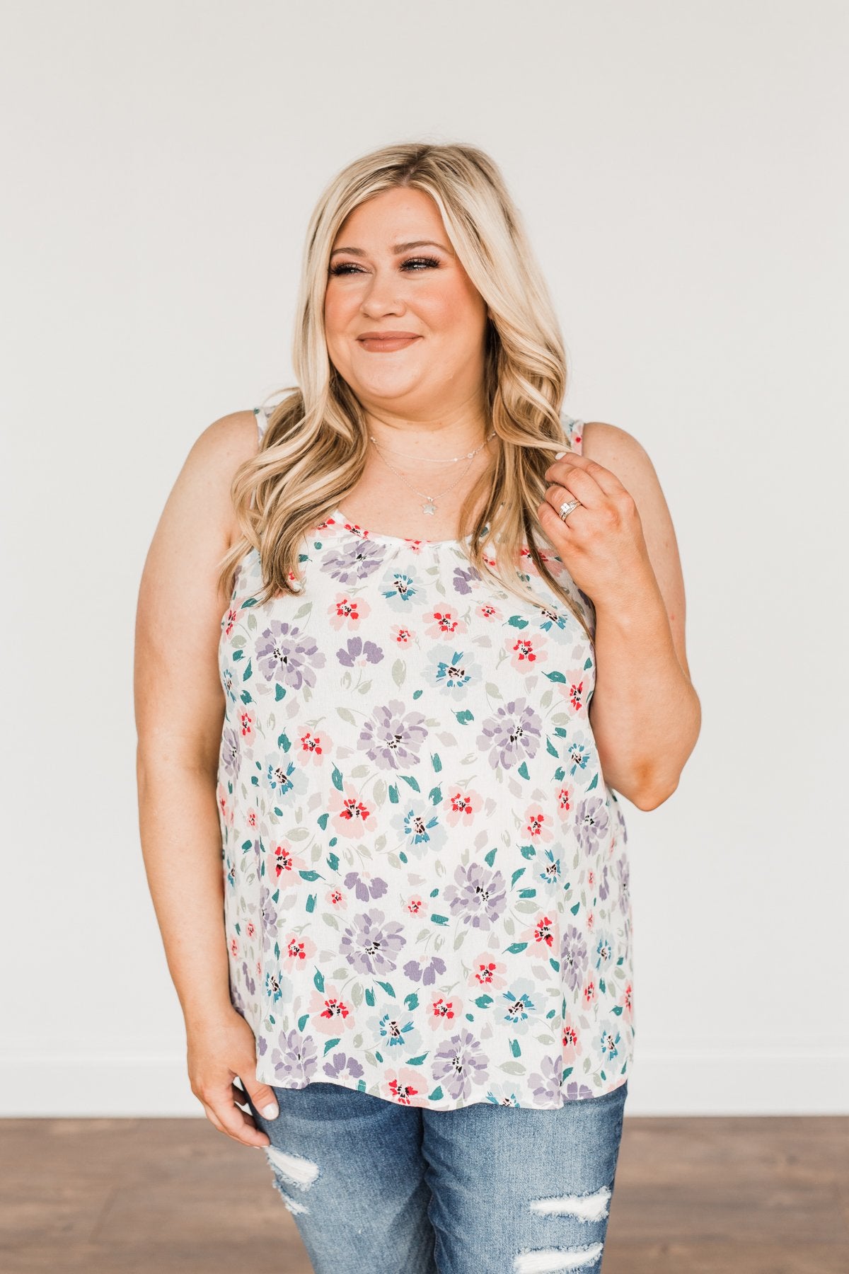 Times Are Changing Floral Tank Top- Ivory