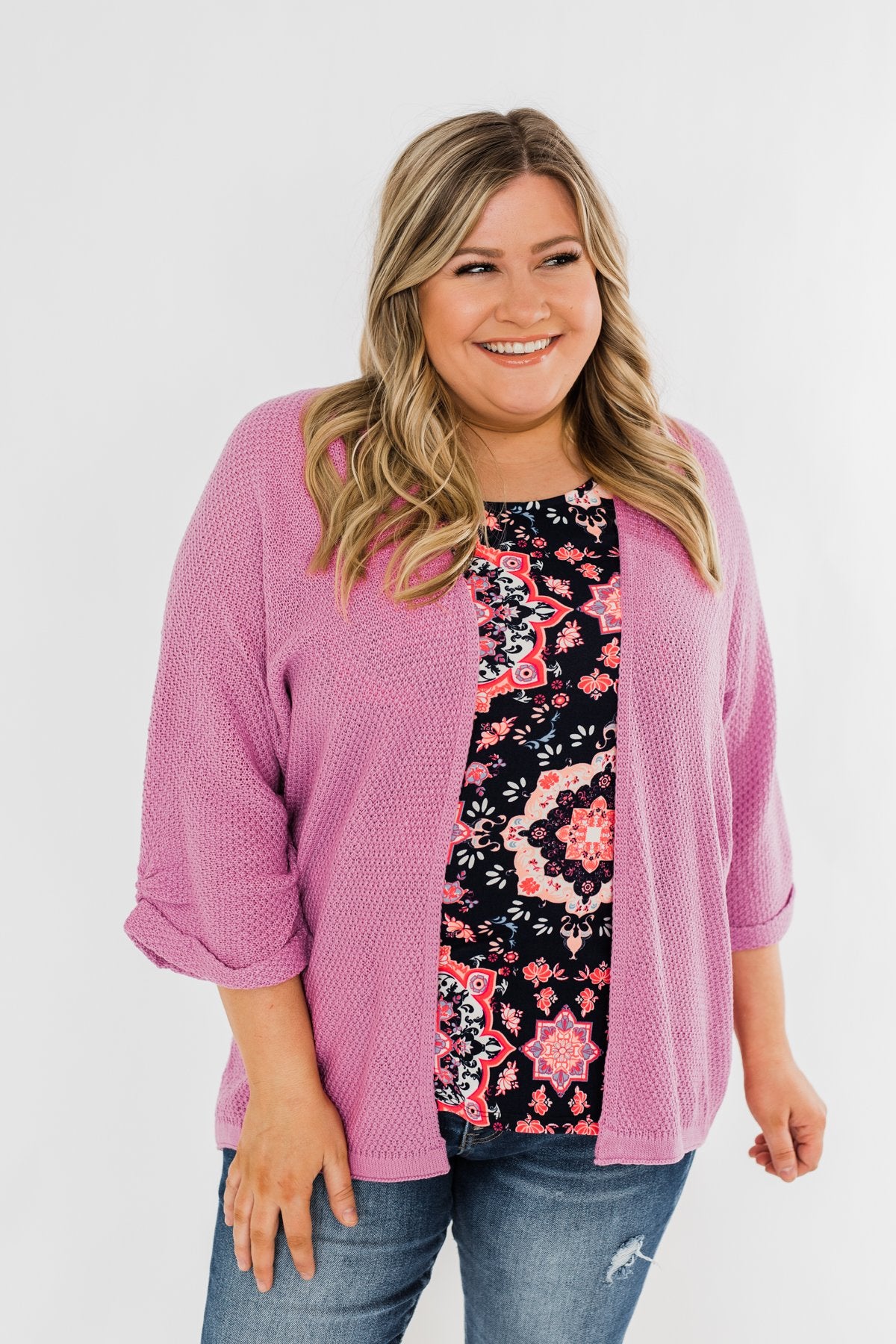The Perfect Knit Cardigan- Orchid
