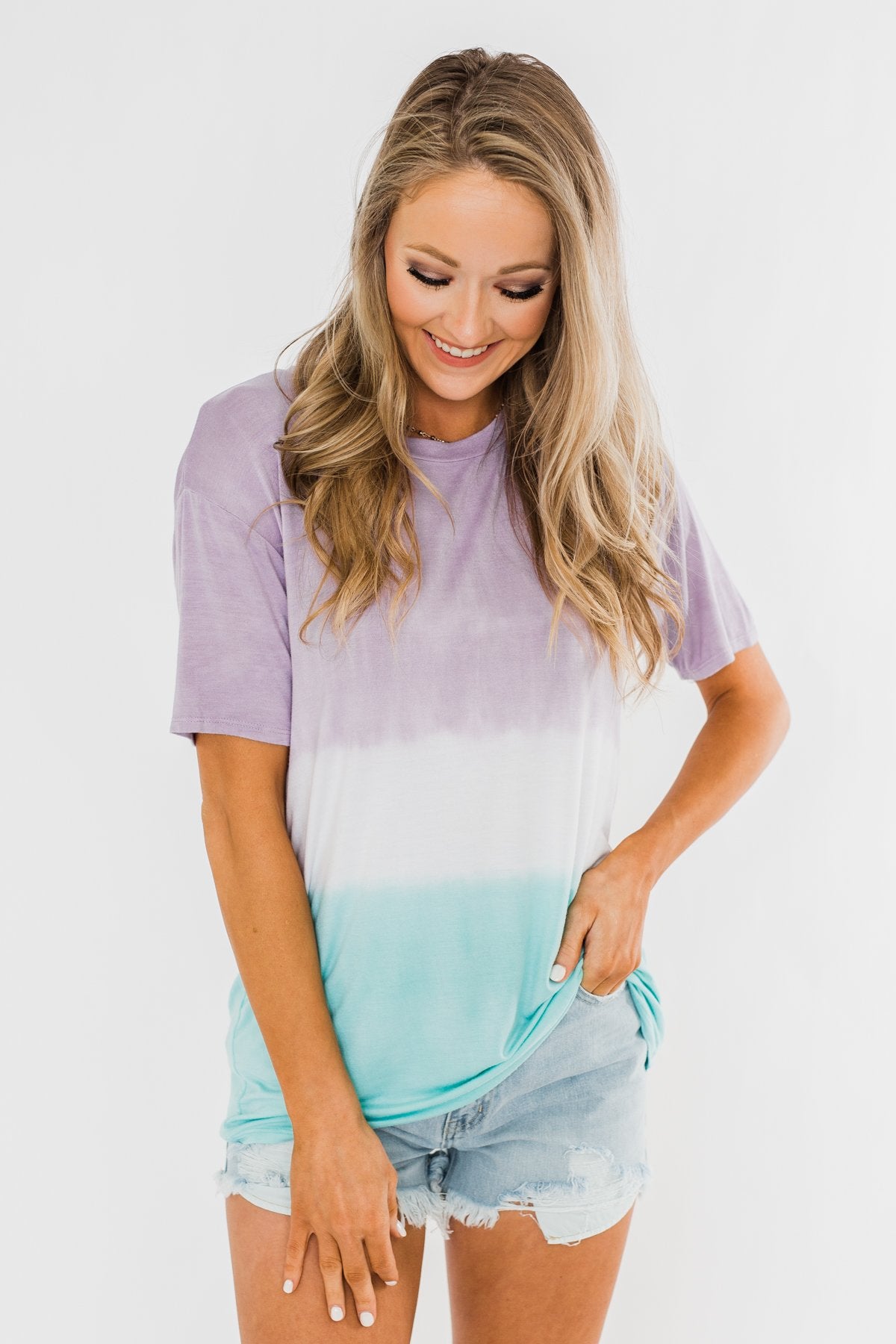 Watching The Sunset Ombre Top- Purple & Blue