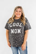 "Cool Mom" Leopard Graphic Top- Charcoal