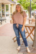 Got Me Tongue Tied Front Knot Top- Taupe