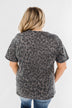 "Cool Mom" Leopard Graphic Top- Charcoal