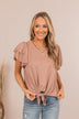 Got Me Tongue Tied Front Knot Top- Taupe
