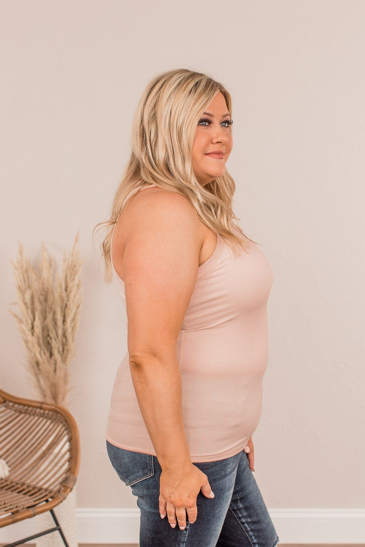 Embracing My Feelings Ribbed Tank- Light Blush
