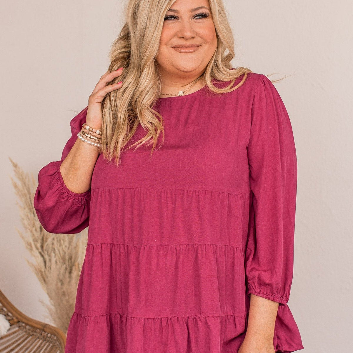 Magenta Ruffle Blouse Enjoy The Ride Ruffled Blouse- Magenta – The Pulse Boutique