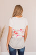 Days of Glory Patterned Top- White & Heather Gray