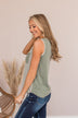 Coasting Through Life Striped Tank- Olive