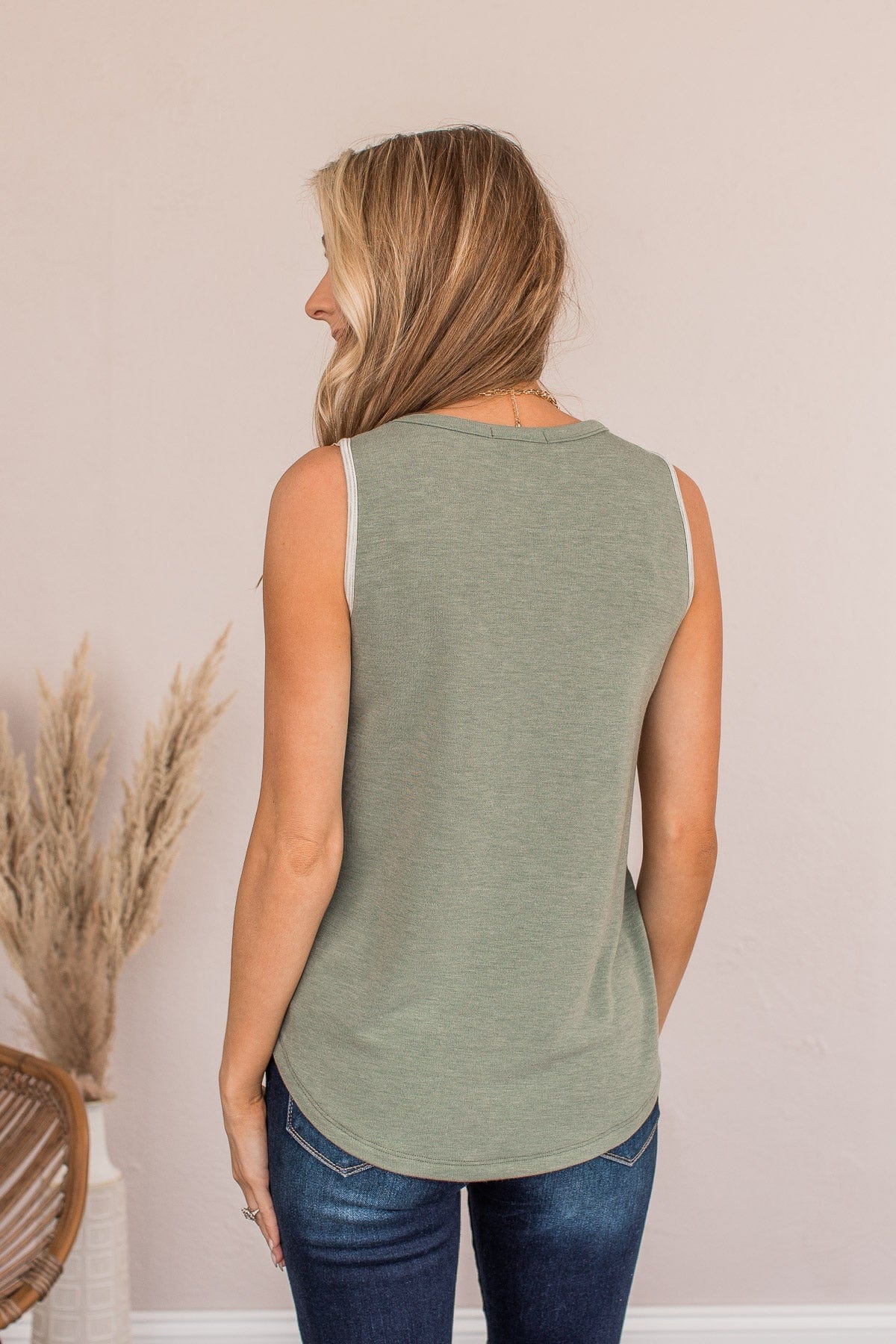 Coasting Through Life Striped Tank- Olive