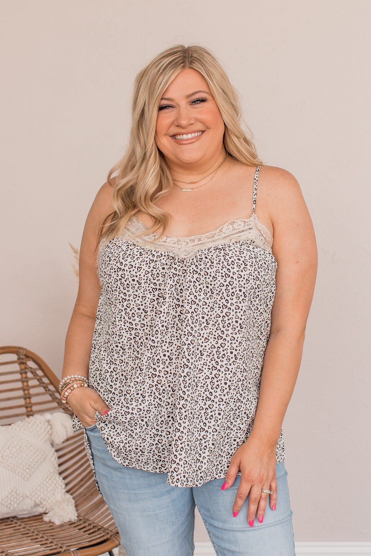 Naturally Me Leopard Print Tank Top- Ivory & Beige