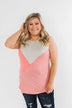 Be Somebody Color Block Tank Top- Grey & Coral