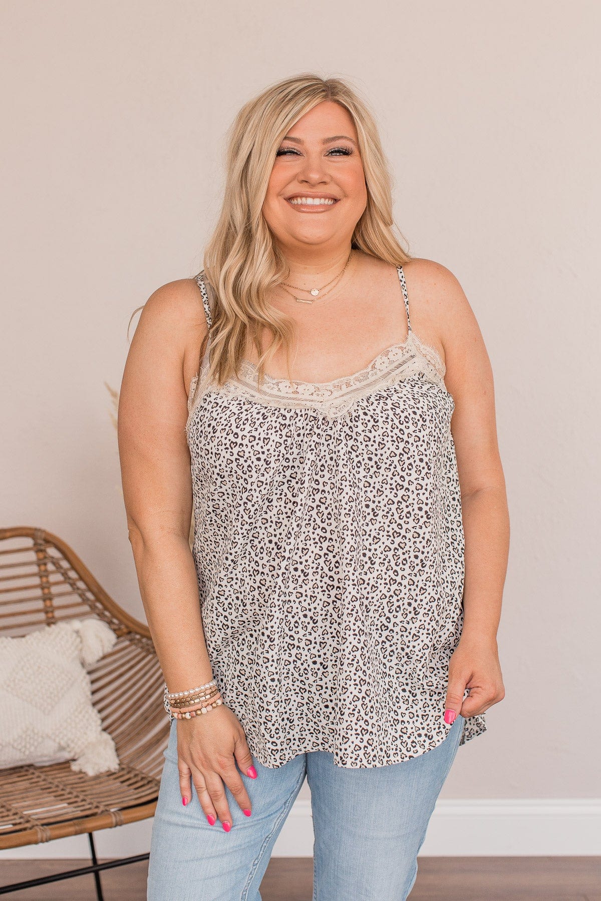 Naturally Me Leopard Print Tank Top- Ivory & Beige