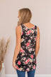 Love To Spare Striped Floral Tank- Heather Gray