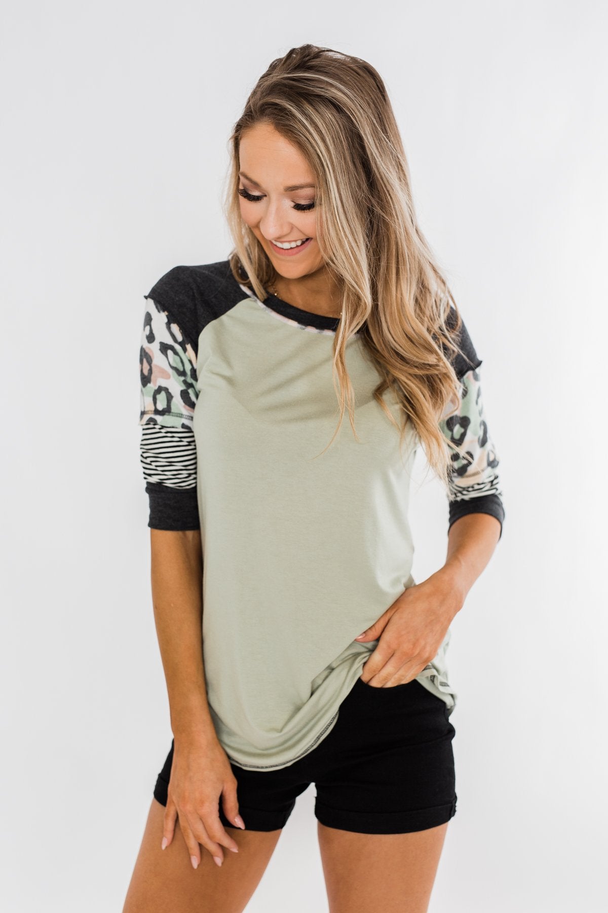 Ready For An Adventure Detail Top- Sage