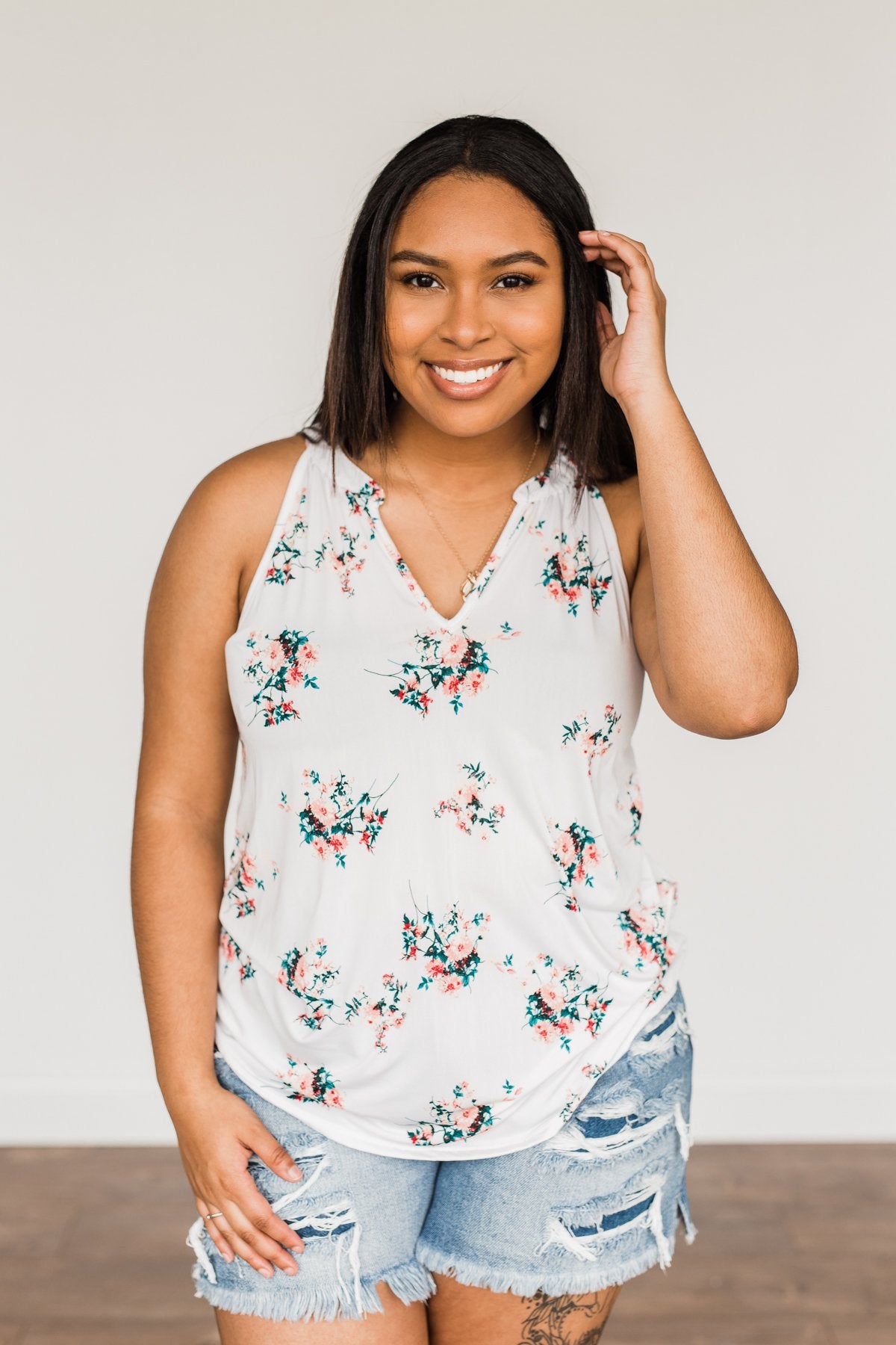 When It Comes To You Floral Tank Top- Ivory