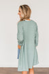 Meaningful Moments Striped Cardigan- Dusty Teal