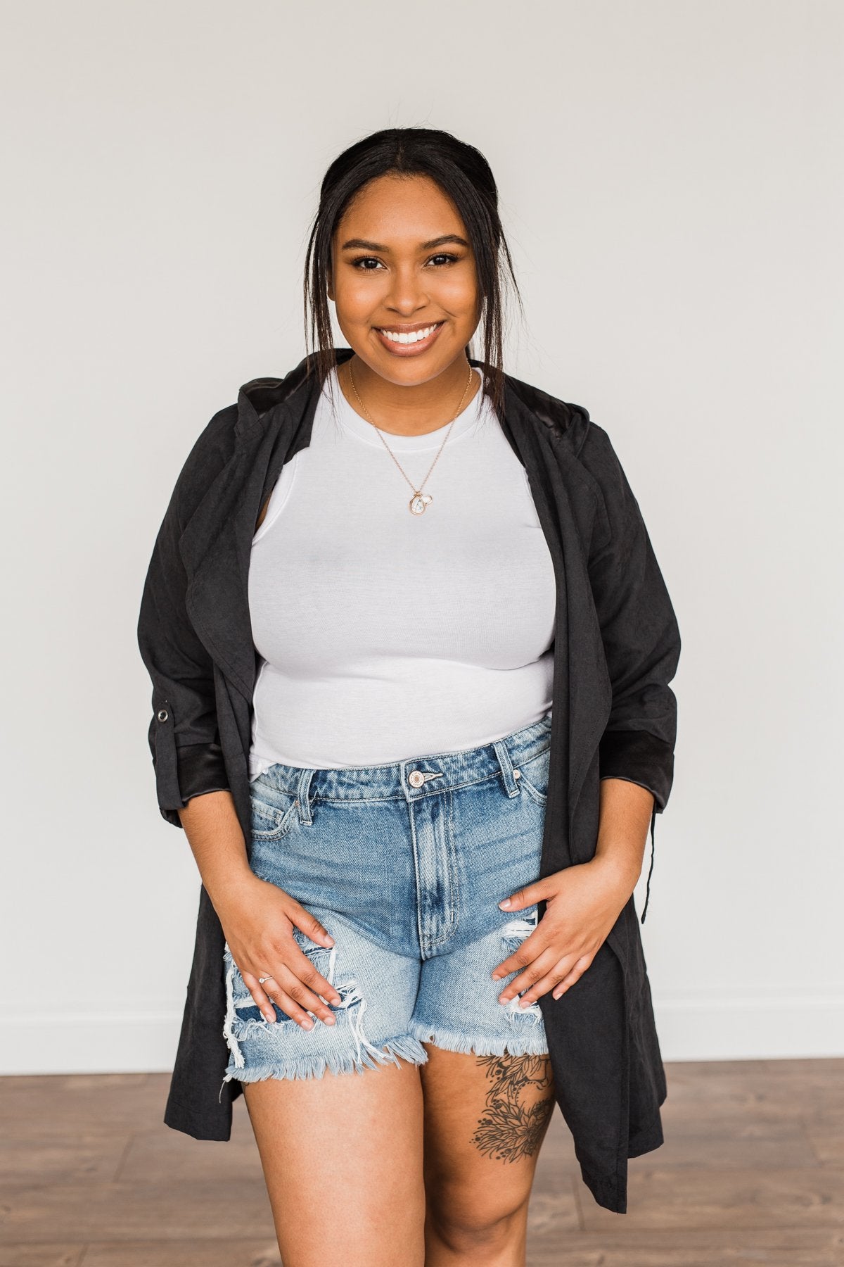 Go Getter Open Front Lightweight Jacket- Black