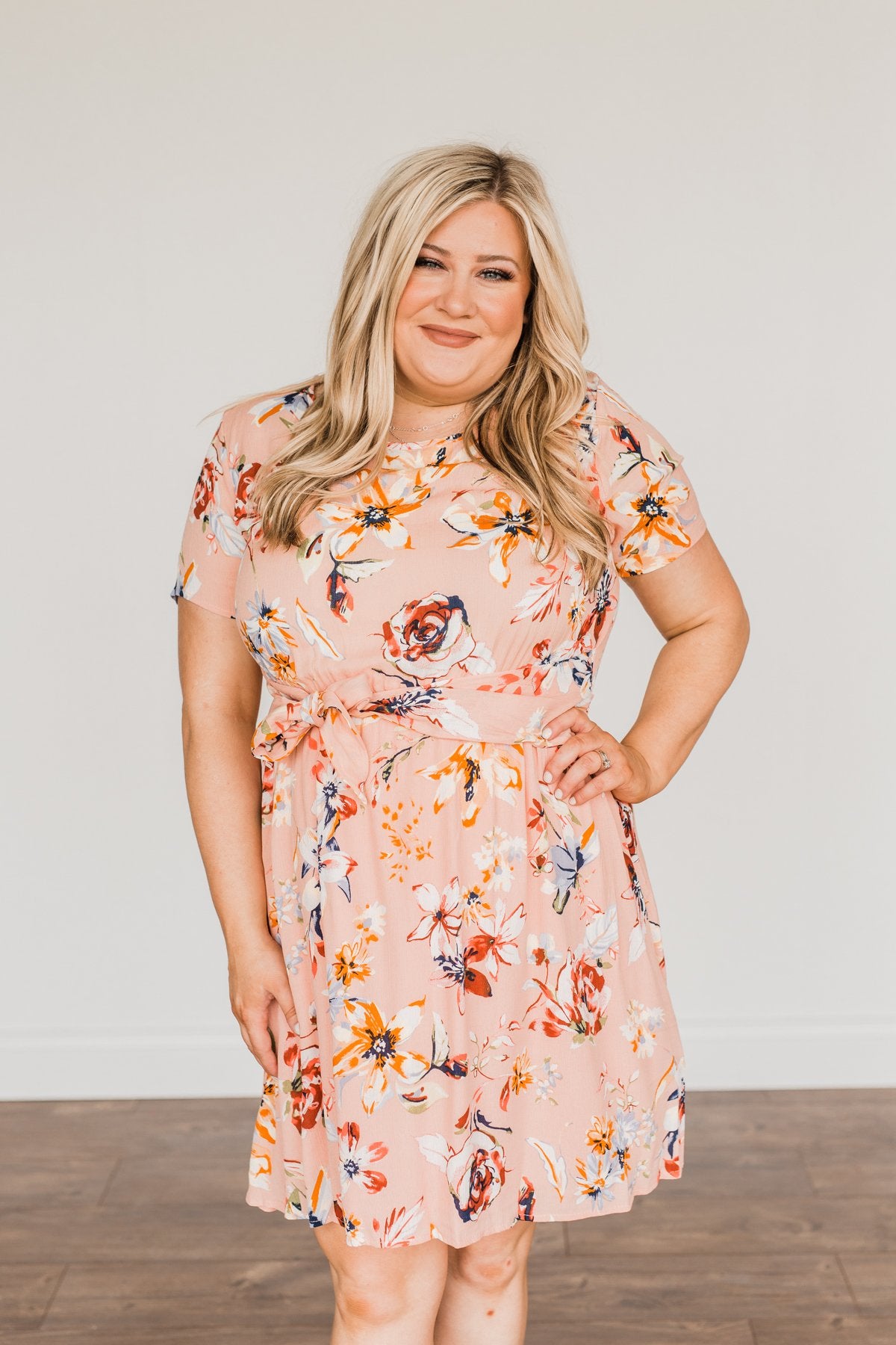 Doing Something Right Floral Dress- Peach