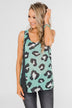 Walk On The Wild Side Tank Top- Charcoal & Teal