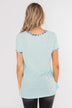 All Of A Sudden Leopard Pocket Top- Light Blue