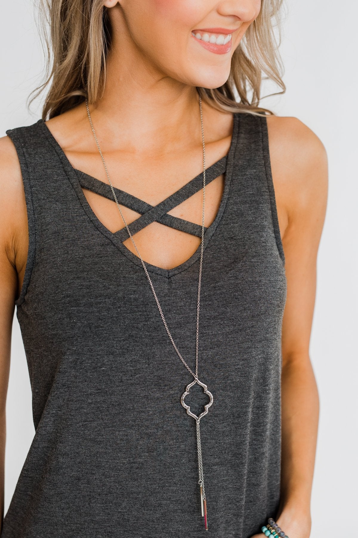 The Perfect Touch Long Necklace- Silver