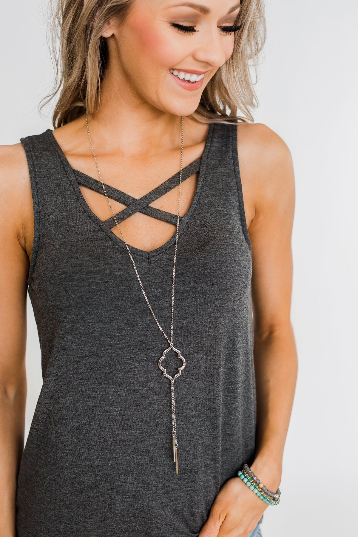 The Perfect Touch Long Necklace- Silver
