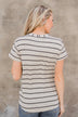 Stunning in Stripes Tie Top- Oatmeal