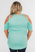 Feeling Alive Cold Shoulder Top- Aqua