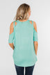 Feeling Alive Cold Shoulder Top- Aqua