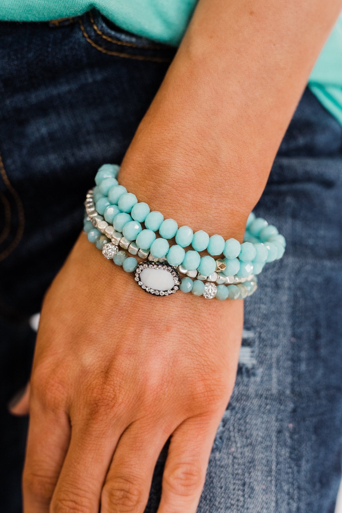 Dazzling Bracelet Set- Blue & Silver